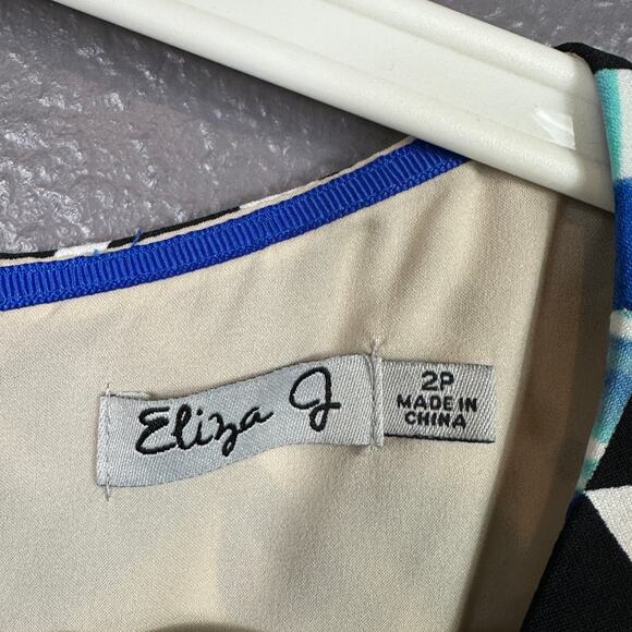 Eliza J Lined Shift Dress Size 2 Petite Geometric Print NEW NWT - Picture 3 of 5